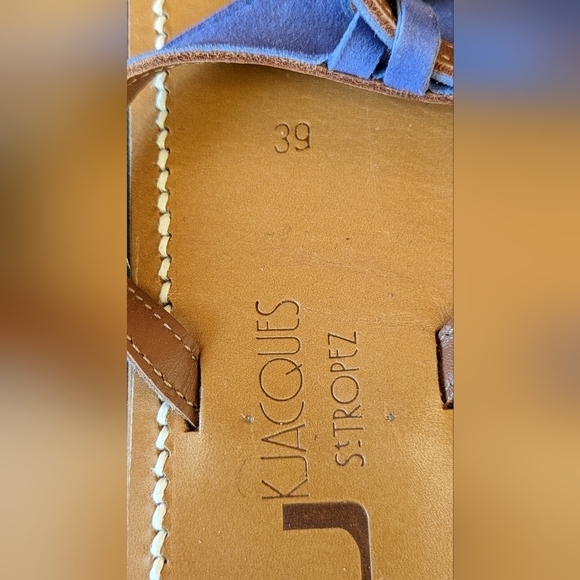K.JAQUES ST TROPEZ Luxury Sandals, Leather, Ankle Wrap, Blue - Picture 7 of 8